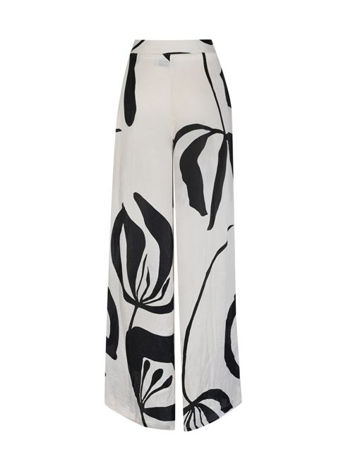 Pantalone palazzo in raso crickle con stampa floreale Alpha Studio | AD-6661Q9000